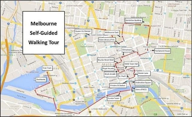 Melbourne walking tours map